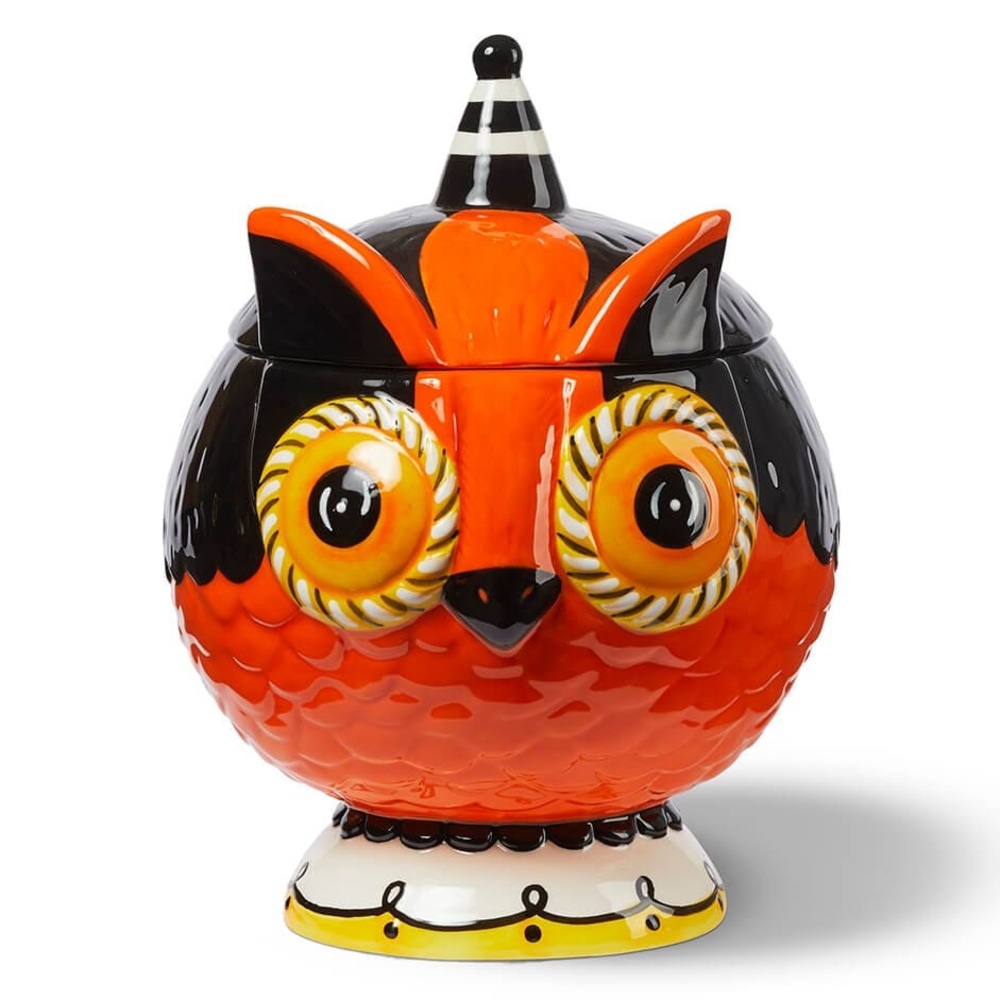 Johanna Parker Carnival Cottage Hand Painted Ceramic Owl Jar